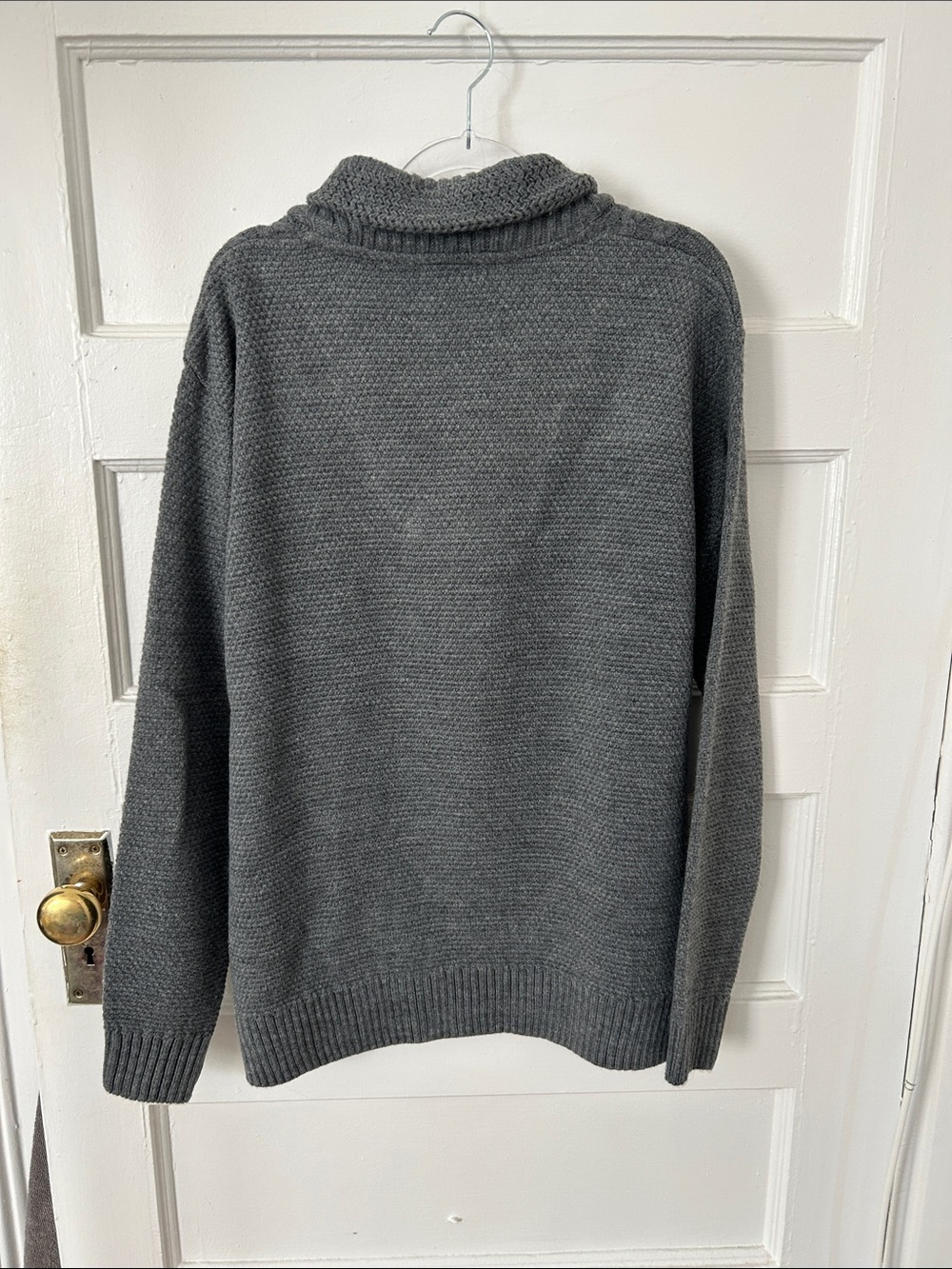 SMF - Shawl Collar Pullover Cable Knit Sweater, Men's XL, Gray, NWT - Picture 3 of 8